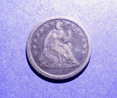 1850 Liberty Seated Half Dime  Fine Cover