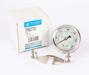Donaldson P562712 0-3000PSI Pressure Gauge, 2.5" Dial, 1/4" NPT, 316 Stainless - Picture 1 of 6