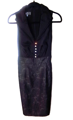 NWTS DONNA RICO N.Y. SLEEVELESS BLACK V-NECK SHIFT DRESS - Image 1 of 4