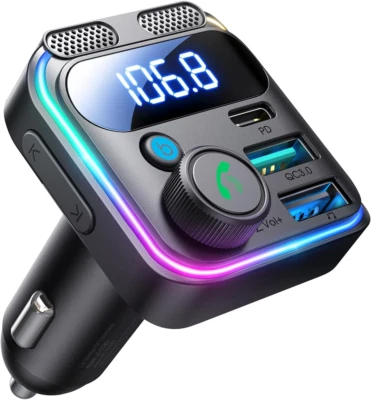 Bluetooth Adapter 48W Auto Bass & Hi-Fi Stereo FM Transmitter Auto Bluetooth 5.3 - Bild 1 von 4