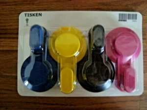 NEU IKEA TISKEN Haken mit Saugnäpfen 4 Stück rosa schwarz gelb blau Küche Bad - Bild 1 von 6