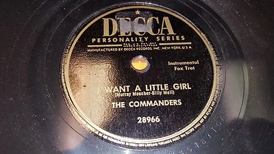 THE COMMANDERS Davey Jones / I Want A Little Girl 78 Decca 28966 EX Vocal Swing - Image 1 of 2