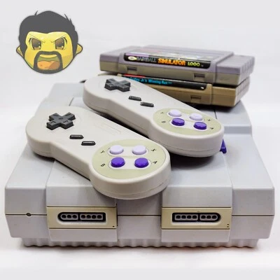 Super Nintendo SNES Console Bundle 2 Games 2 Controllers w Manual & OEM Cables - Photo 1/4