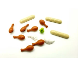 LEGO FOOD LOT CHICKEN DRUMSTICKS CROISSANTS BREAD LOAF ICE CREAM FEAST CITY TOWN - Imagen 1 de 1