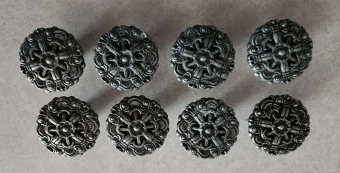 Vintage Pewter Mid Century Drawer Knobs Pulls Cabinet Handle 8 PK Cover