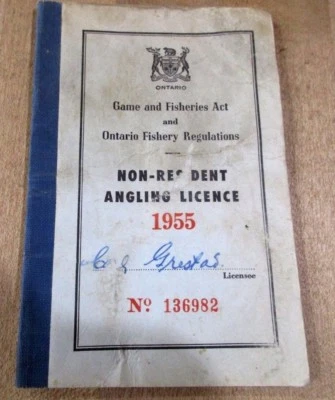 1955 Ontario Non Resident Angling Fishing License with shipping tags #136982 (r) - Image 1 of 4