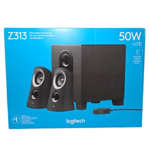 NEW Logitech Z313 2.1-Channel Speaker System 50W with Subwoofer (3-Piece) Black - Afbeelding 1 van 8