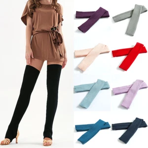 29.5in Wool Women Knitted Leg Warmers Long Stirrup Socks Over Knee Thigh High - Picture 1 of 34