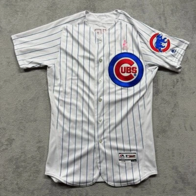 Majestic Kris Bryant cáncer de mama Chicago Cubs rayas blancas MLB #17 talla 40 Foto 1 de 4