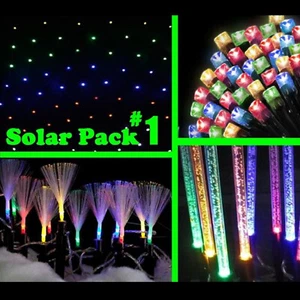 SOLAR LED Pack #1 MultiColour Net Icicles Garden Path Outdoor Christmas Lights - Picture 1 of 6