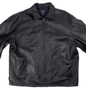 Chaqueta De Colección Gap Hombres XXL Negra Cuero Genuino Bombardero Motociclista Forro Acolchado Y2K - Imagen 1 de 23