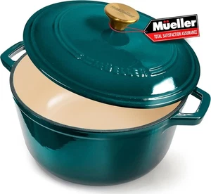 Horno holandés Mueller DuraCast de hierro fundido esmaltado de 6 cuartos de galón con tapa - Esmeralda *NUEVO* - Imagen 1 de 6