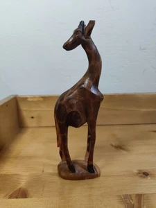 Vintage Kenia Afrika handgeschnitzt handbemalt Holz Giraffe 8 Zoll - Bild 1 von 6