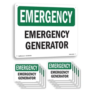 Generator OSHA Emergency Sign Metal, Plastic, Or Decal - 5 or 10 Pack - Picture 1 of 43
