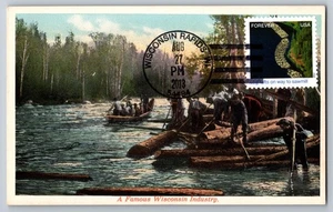#4710g Earthscapes Log Rafts on way to Sawmill Maxi Card - Picture 1 of 2