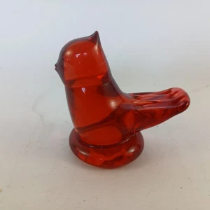Ron Ray Country Cardinal Red Glass Figurine Etched Ron Ray '95 Vintage Bird READ - Picture 1 of 6