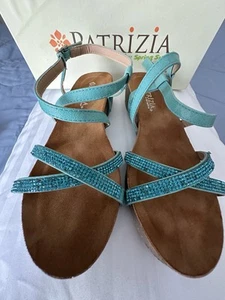 Patrizia Sandalen Neu mit Karton Größe 37 6,5-7 Spring Step Türkis Glitzer Montclair - Bild 1 von 7