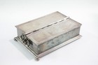 Antique Vintage Silver Plate Box Desk Tidy w/ Compartments 3203g