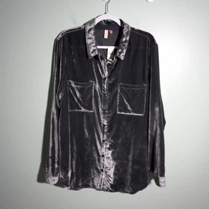 Pilcro | Top Anthropologie Hadley talla XL, ¡NUEVO! Fiesta navideña de terciopelo gris plateado - Imagen 1 de 11