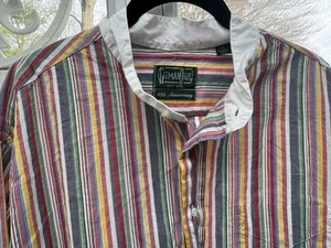Gitman Bros Vintage Multi Stripe Mandarin Collar Poplin BD Size XXL - Picture 1 of 4
