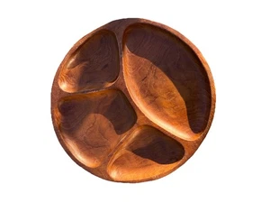 Vintage Teak Dish Serving Tray 4 part Chips Entertain retro gift - Picture 1 of 8