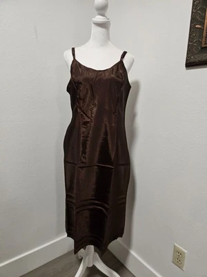 1960s THE SNIP-IT CHOCOLATE BROWN FULL SLIP SZ 36 - Image 1 of 4