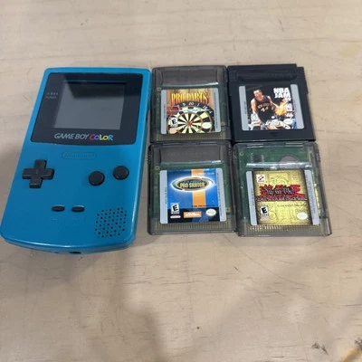 Nintendo Game Boy Color OEM Teal Blue Console (CGB-001) Authentic & 4 Games - Image 1 of 4
