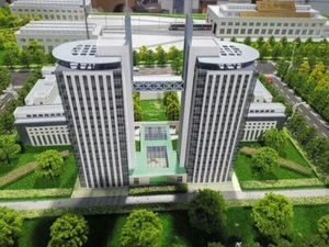 Twin Towers High-End Architectural Building Model With Corridor 1:150 N Scale NE - Picture 1 of 10