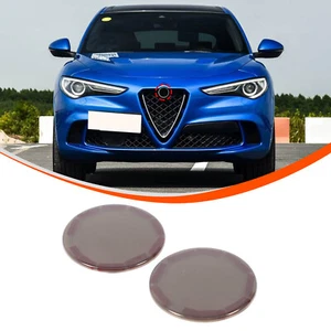 Car Front Rear Badge Logo Cover For Alfa Romeo Stelvio 2017+ABS Smoked Black - Picture 1 of 6