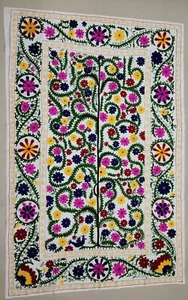 Cotton uzbek suzani bedspread, wall hanging,  tablecloth - Picture 1 of 2