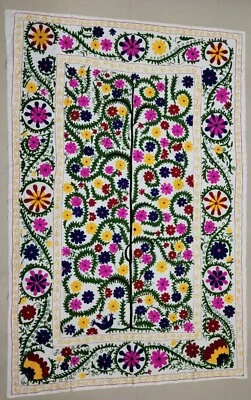 Cotton uzbek suzani bedspread, wall hanging,  tablecloth - Image 1 of 2