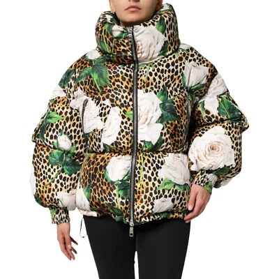 DOLCE & GABBANA Jacket Multicolor Leopard Rose Puffer Quilted IT40/US6/S 3380usd - Image 1 of 4