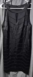 Ashley Stewart Ladies Women's Solid Chevron Black Dress - Size 16 W - Picture 1 of 24