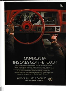 Anuncio original de revista Cadillac Cimarron 1984 "This One's Got the Touch" - Imagen 1 de 1