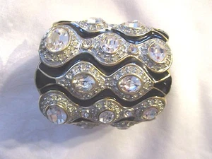 Bracciale Vintage Bijoux Terner - Perline Incrostate Argento Nero - DEBLOT - Foto 1 di 9