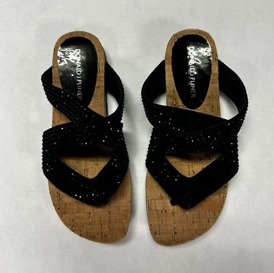 $198 Nova Sandália Feminina DONALD J PLINER Lisa Tamanho 6 EUA M Largura Preta Casual Flip - Imagem 1 de 4