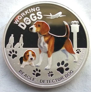 Tuvalu 2011 Working Dog Beagle Dollar 1oz Silver Coin,Proof - Picture 1 of 2