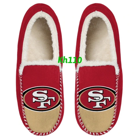 NFL San Francisco 49ers Men's Colorblock Moccasin Slippers Cover