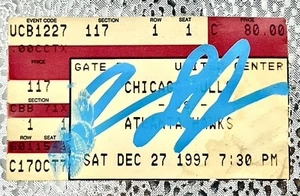DENNIS RODMAN SIGNED 1997 CHICAGO BULLS UNITED CENTER TICKET W/ THUMBPRINT AUTO - Picture 1 of 2