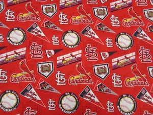 ST LOUIS CARDINALS MLB 100% COTTON 1 YARD BRAND NEW DESIGN "GO CARDS" - Picture 1 of 5