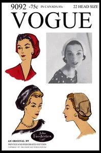 Vogue 9092 John Frederics BERET Hat Cap Fabric Sew Pattern Chemo Cancer Alopecia - Picture 1 of 3