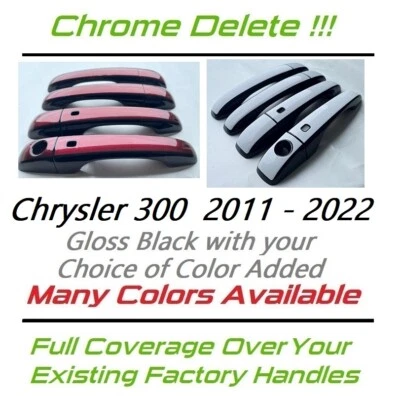 Superposiciones de manija de puerta negras y de color 2011-2023 para Chrysler 300 TÚ ELIGES CLR Foto 1 de 4