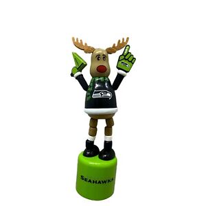 NFL Seattle Seahawks Wooden Push Puppet Reindeer Ornament