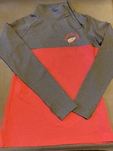 Womens Detroit Red Wings NHL hockey Long Sleeve Gray Red Shirt Top T-shirt Sz M - Picture 1 of 4