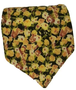 Indian Head Tie Men Floral Yellow White Green 58" x 3-1/2" Silk - Picture 1 of 5