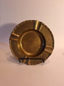 1960's Hollywood Regency Brass Ashtray With Faux Bamboo Trim - Picture 1 of 5