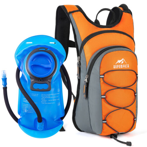 Hydration Backpack Waterproof Day Pack with 2L BPA Free Water Bladder for Outdoo
