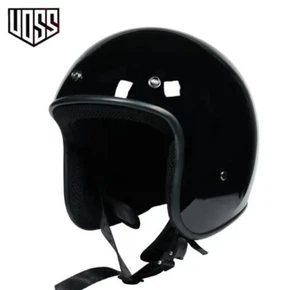 DOT Casco Jet Vintage Old Stile - Nero lucido - 4 Taglie - Imagen 1 de 3