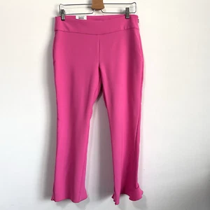 INC International Concepts Pink Crop Pants 8 Petite Ruffle Hem Barbie Party NEW - Picture 1 of 8