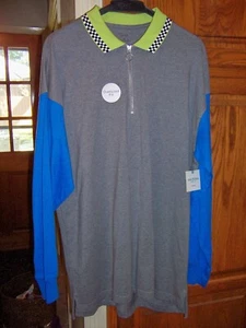 NWT Arizona Oversized Fit SZ LARGE Mens Long Sleeve 1/4 Zip Collared Polo SHIRT - Picture 1 of 7
